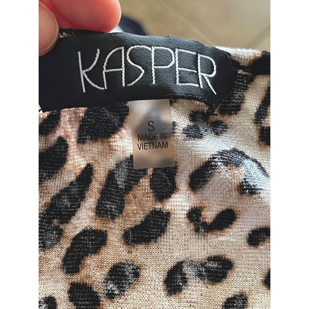 Kasper Women Small Sleeveless Leopard Print Knit Blouse Top Animal Pullover Y2k - Picture 5 of 12